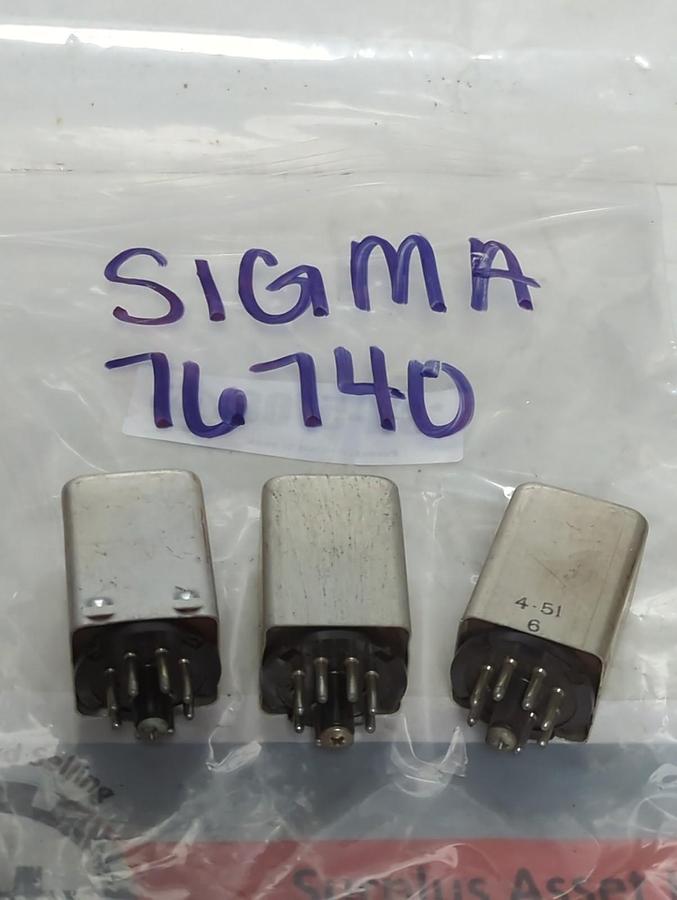 Used SIGMA,76740,PLUG IN RELAY 8-PIN LOT OF 3 PRE-OWNED