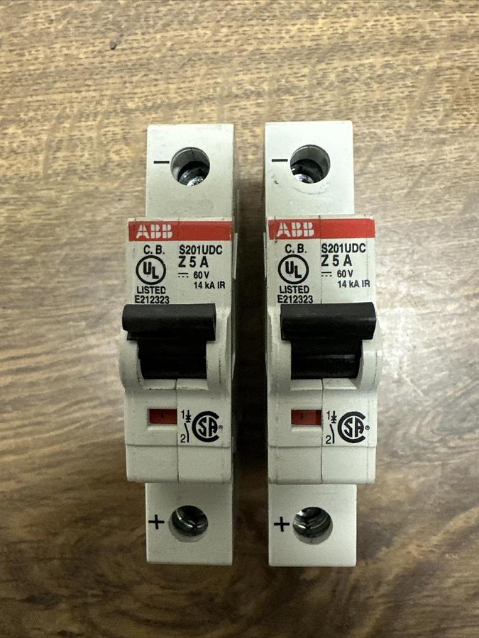 Used ABB,S201UDC Z5A,5Amp Circuit Breaker LOT of 2