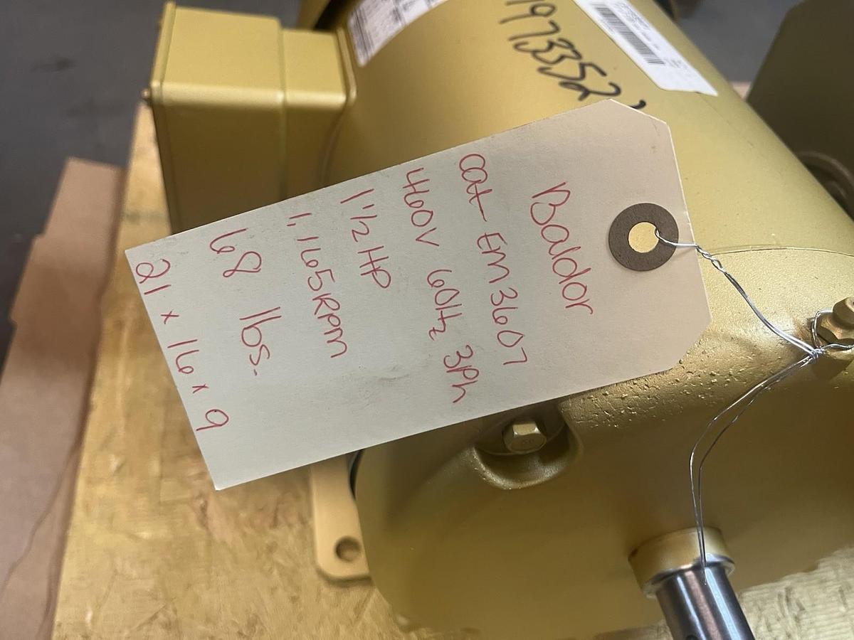 Used BALDOR,EM3607,SUPER E MOTOR 1.5HP 3PH 1165RPM FR 184