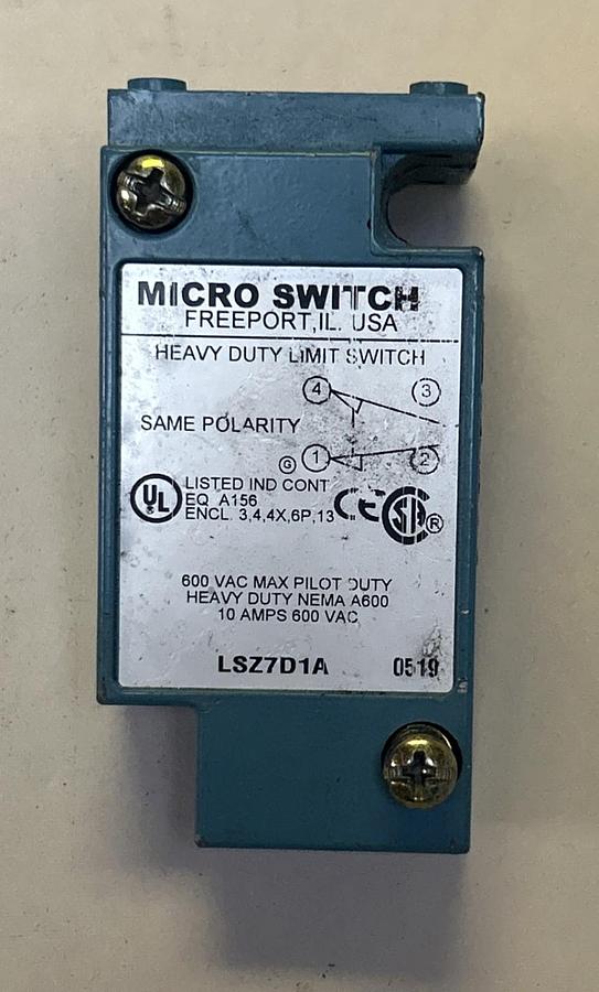 Used HONEYWELL,LSZ7D1A,MICRO SWITCH LIMIT SWITCH