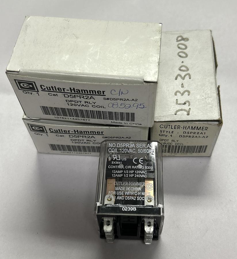 CUTLER HAMMER,D5PR2A1,RELAY 120V LOT OF 3 NEW