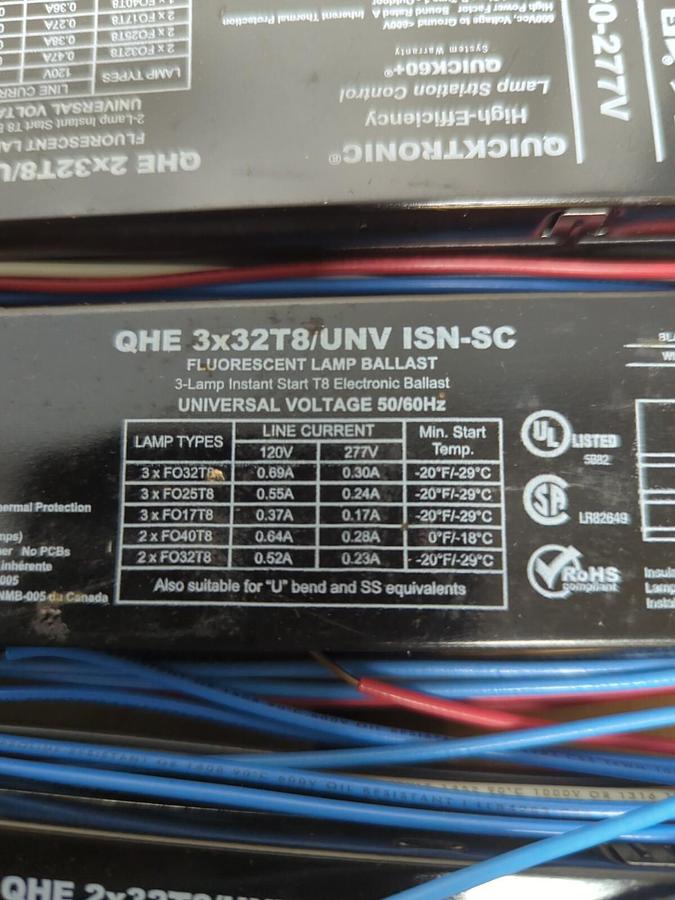 OSRAM,QHE 2X32T8/UNV ISN-SC,FLORESCENT LAMP BALLAST LOT OF 10 NOS
