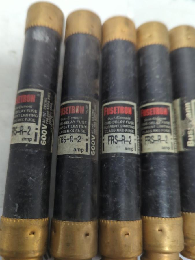 Used COOPER BUSSMANN,FRS-R-2,FUSETRON 2 AMP FUSE LOT OF 6 PRE-OWNED