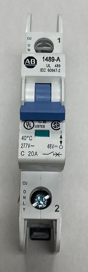 ALLEN BRADLEY,1489-A1C200,CIRCUIT BREAKER 20A 1 POLE 240/415V NEW NO BOX