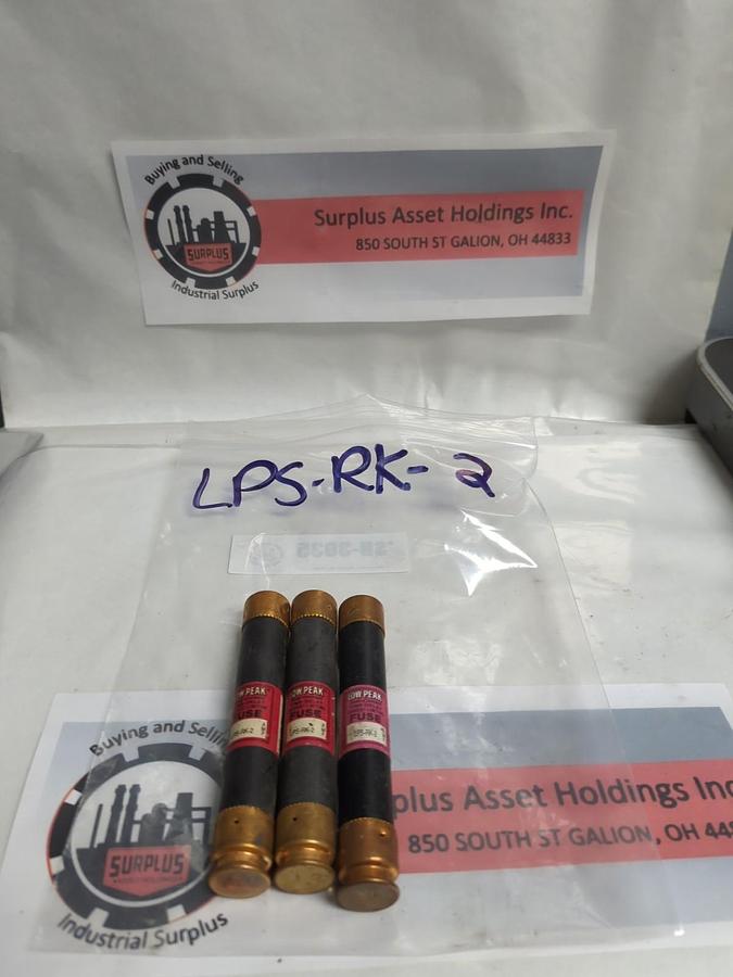 Used COOPER BUSSMANN,LPS-RK-2,LOW-PEAK 2 AMP FUSE LOT OF 2 PRE-OWNED