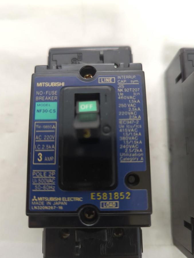 MITSUBISHI,NF30-CS,CIRCUIT BREAKER 3 AMP 2-POLE LOT OF 2 NOS