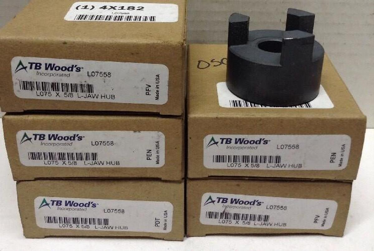 TB Woods,L07558,L-Jaw Hub 5/8 INCH Bore LOT OF 5