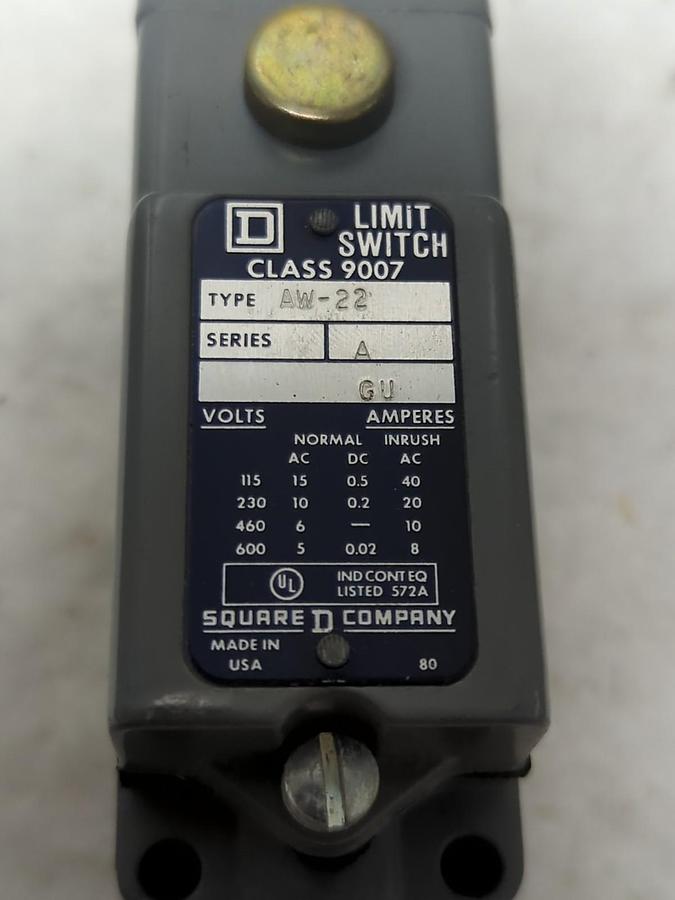 Used SQUARE D,9007 AW-22,LIMIT SWITCH SERIES A PRE-OWNED