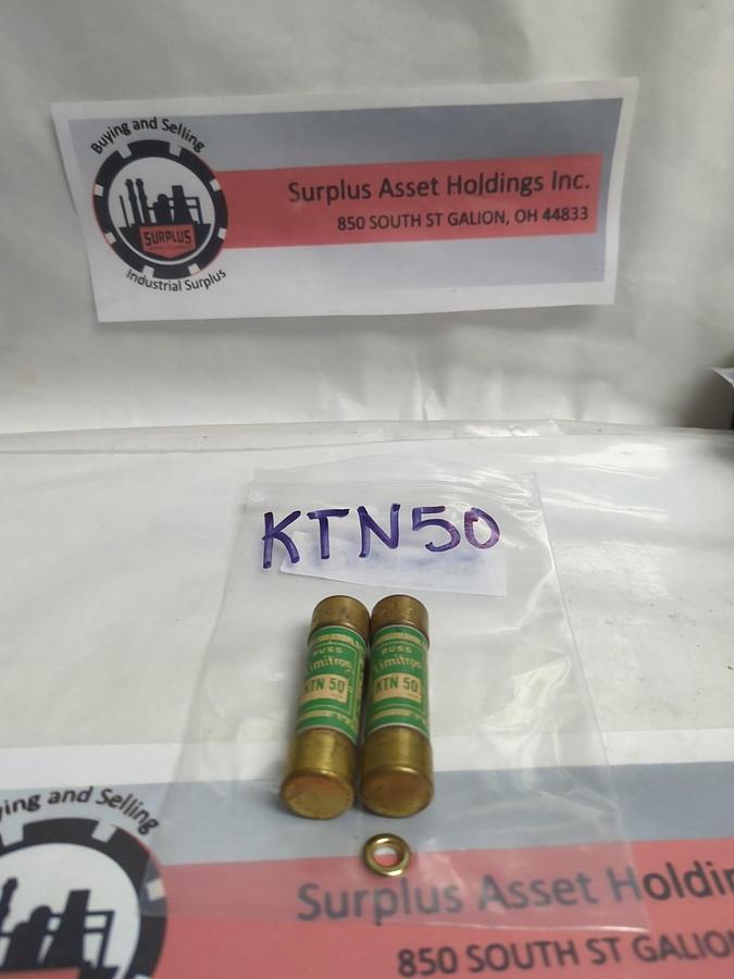 Used COOPER BUSSMANN,KTN-50,LIMITRON 50 AMP FUSE LOT OF 2 PRE-OWNED