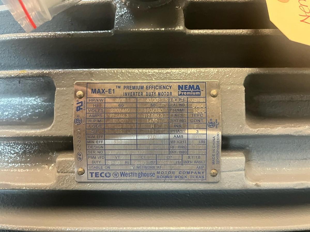 TECO WESTINGHOUSE,EPO404C,HAZARD DUTY MOTOR 40HP 1770RPM 3PH AEHH8N 324TC