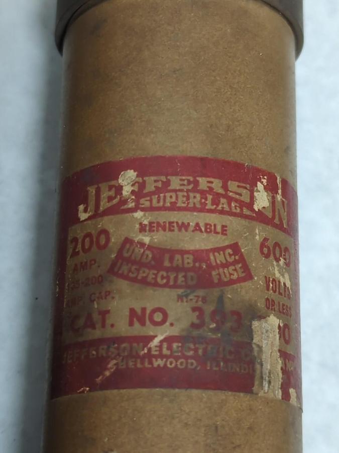 JEFFERSON,393-200,RENEWABLE 200 AMP FUSE LOT OF 2 PRE-OWNED