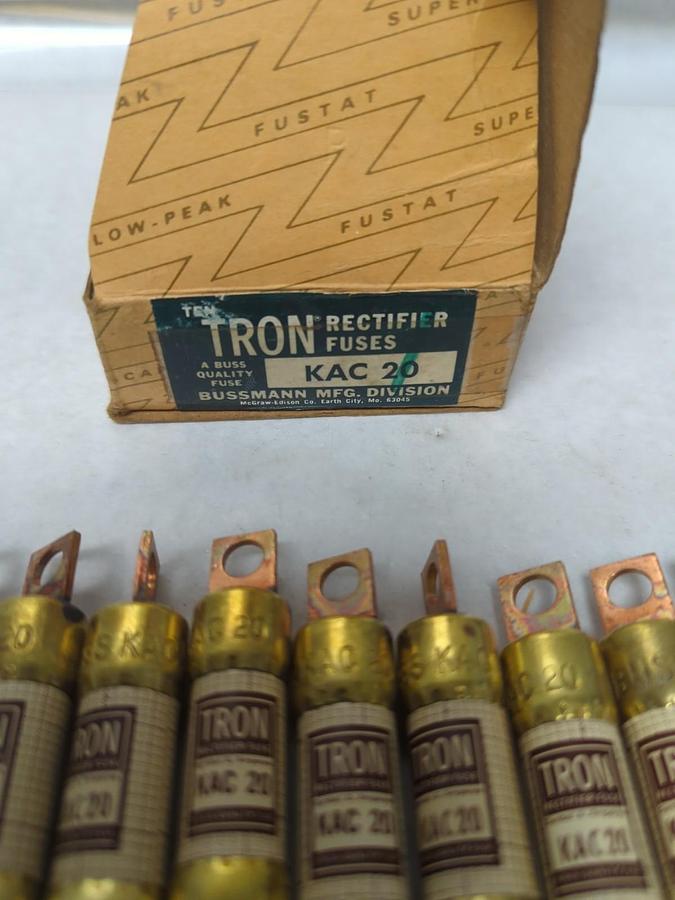 COOPER BUSSMANN,KAC 20,TRON 20 AMP FUSES BOX OF 10 NOS
