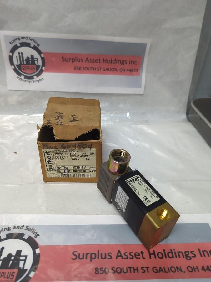 URKERT,453018V,SOLENOID VALVE 0330 C 1/8 FPM BR NPT 1/4 NOS