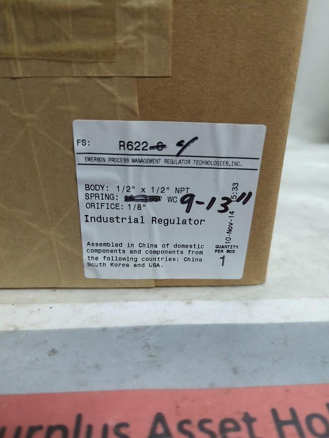 FISHER,R622-4,INDUSTRIAL PRESSURE REGULATOR 1/8 INCH ORIFICE NOS