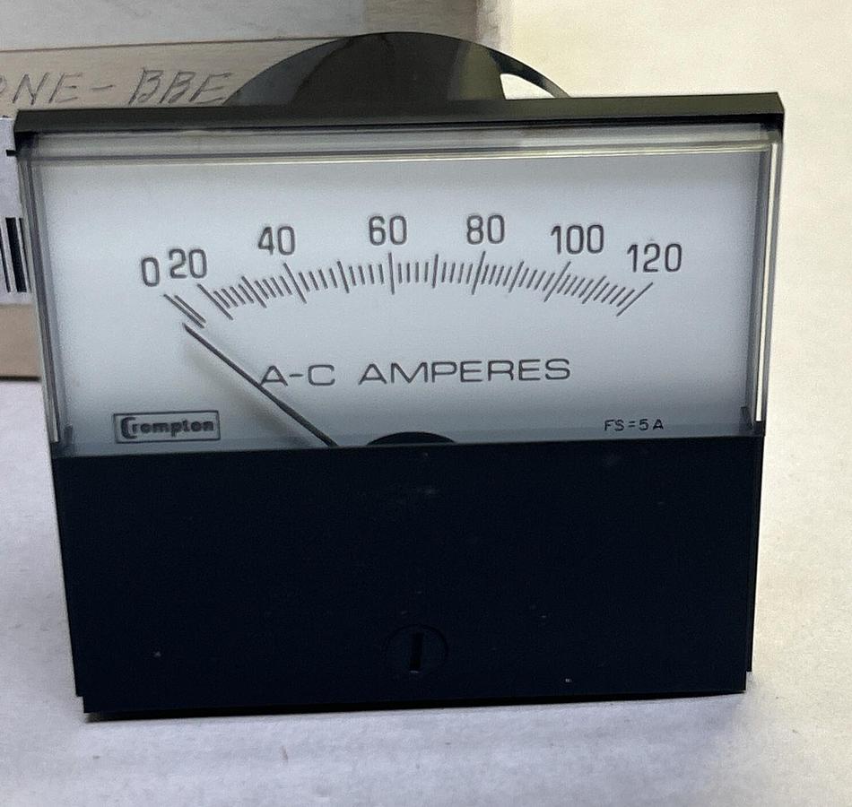CROMPTON,213-02AA-LSXX,PANEL METER 0-120 AC AMPERES NOS