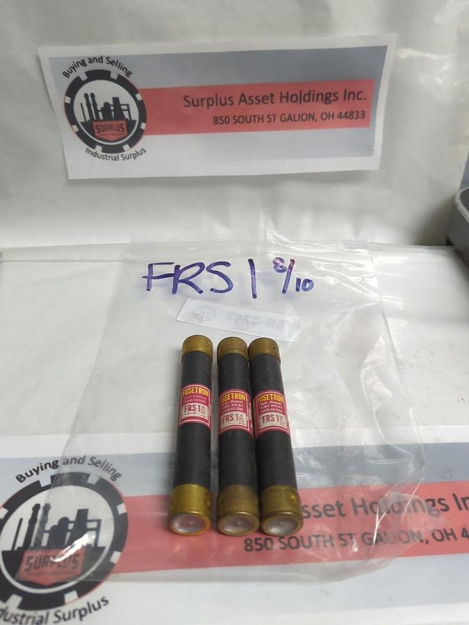 Used COOPER BUSSMANN,FRS-1-8/10,FUSETRON 1-8/10 AMP FUSE LOT OF 3 PRE-OWNED