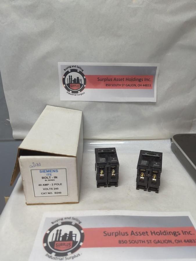 Used SIEMENS,B240,CIRCUIT BREAKER 40 AMP 2-POLE LOT OF 2 PRE-OWNED