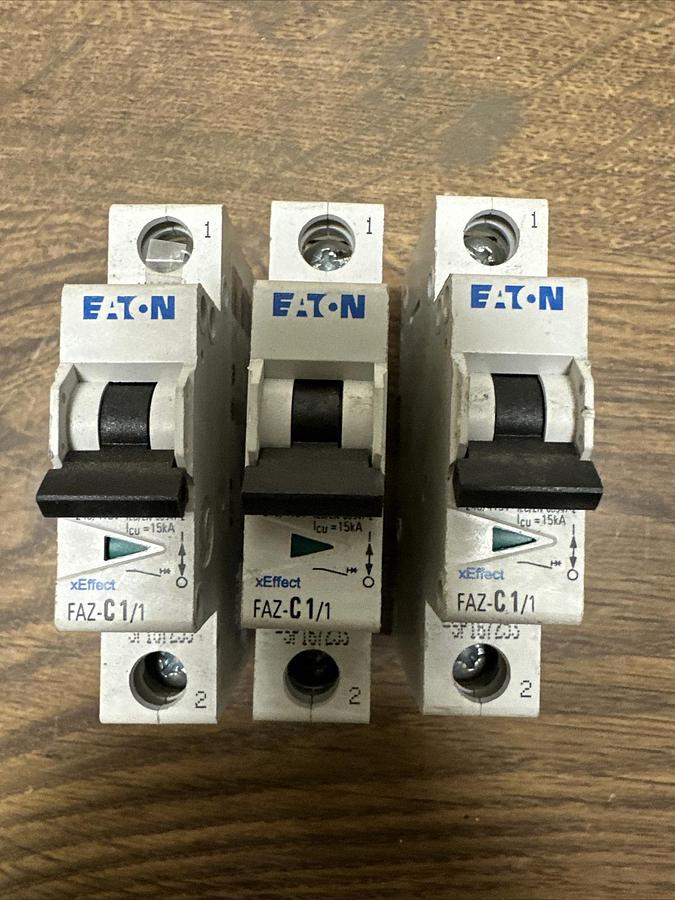 Used Eaton,FAZ-C1/1-SP,Circuit Breaker Lot of 3