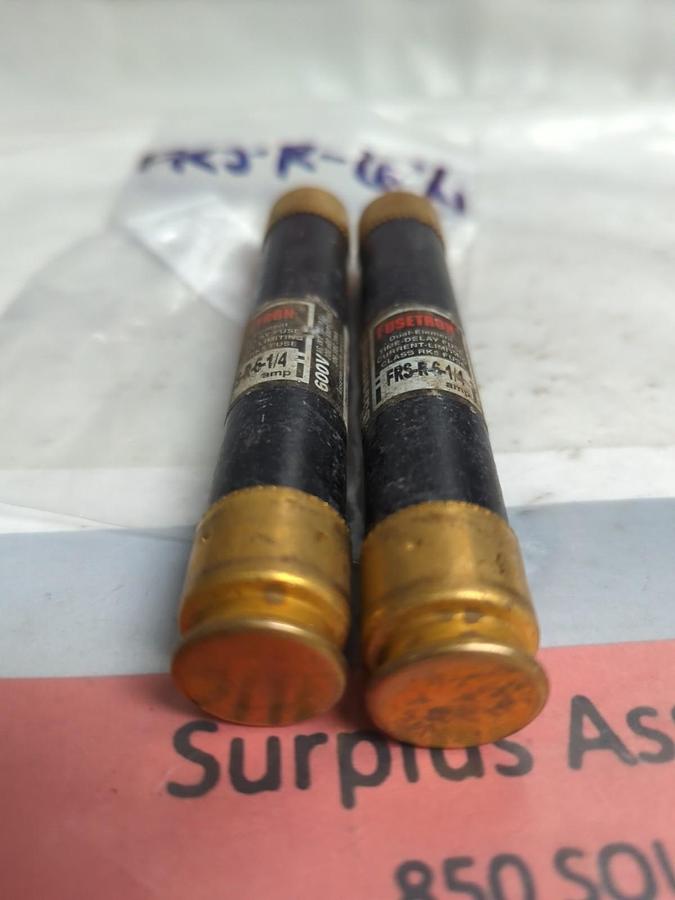 Used COOPER BUSSMANN,FRS-R-6-1/4,FUSETRON 6-1/4 AMP FUSE LOT OF 2 PRE-OWNED