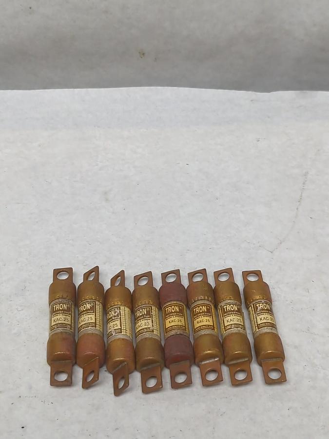 Used COOPER BUSSMANN,KAC-25,TRON 25 AMP FUSE LOT OF 8 PRE-OWNED