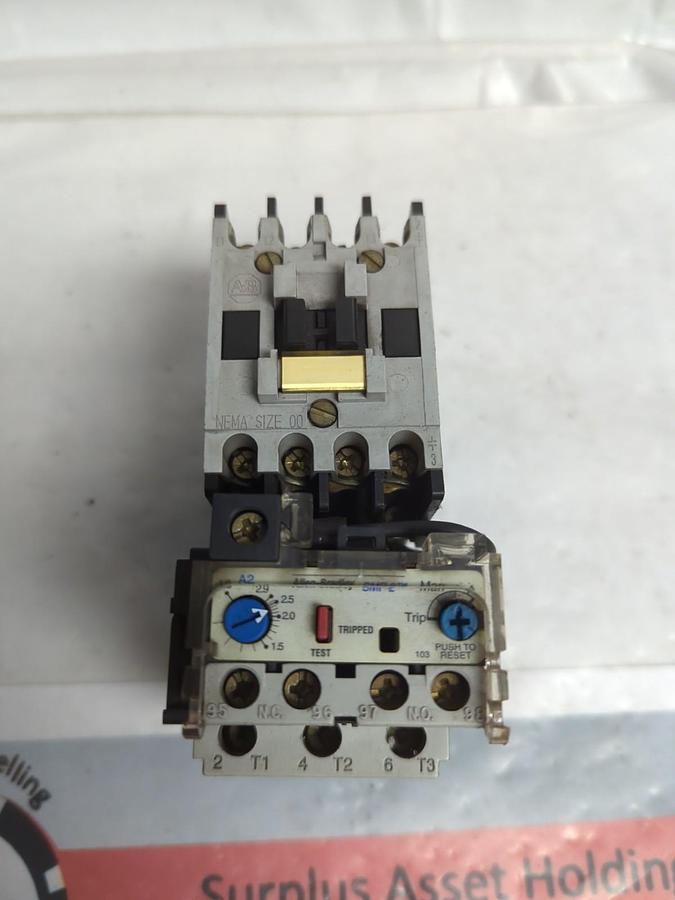Used ALLEN BRADLEY,509-TOD-B1D,CONTACTOR/STARTER SIZE 00 WITH 592-B1DT PRE-OWNED