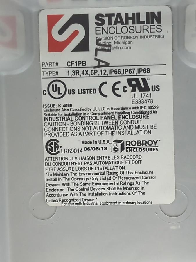 CUTLER-HAMMER,E34N51,SERIES A 1-HOLE POLYESTER ENCLOSURE NOS