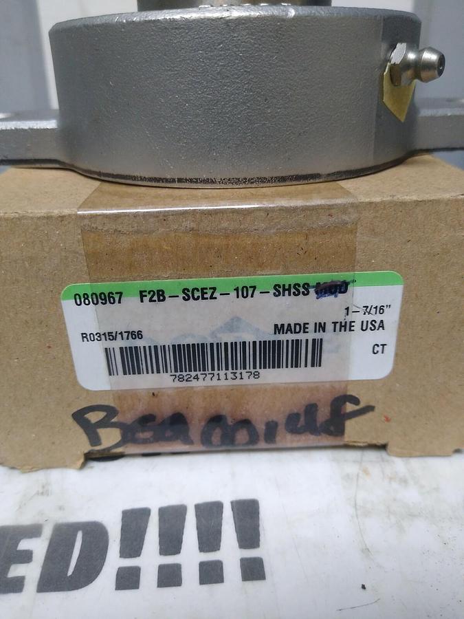 DODGE,F2B-SCEZ-107-SHSS,STAINLESS FLANGE MOUNT BEARING 2-BOLT BASE 1-7/16INBORE