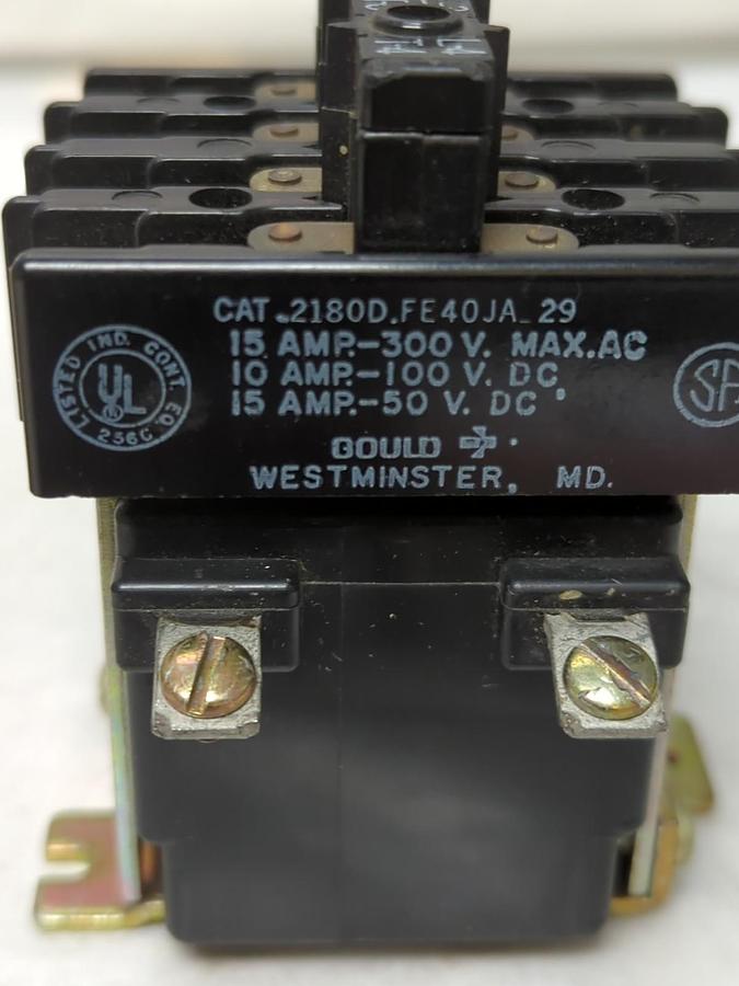 Used GOULD,2180D FE40JA,CONTACTOR RELAY 4-POLE PRE-OWNED