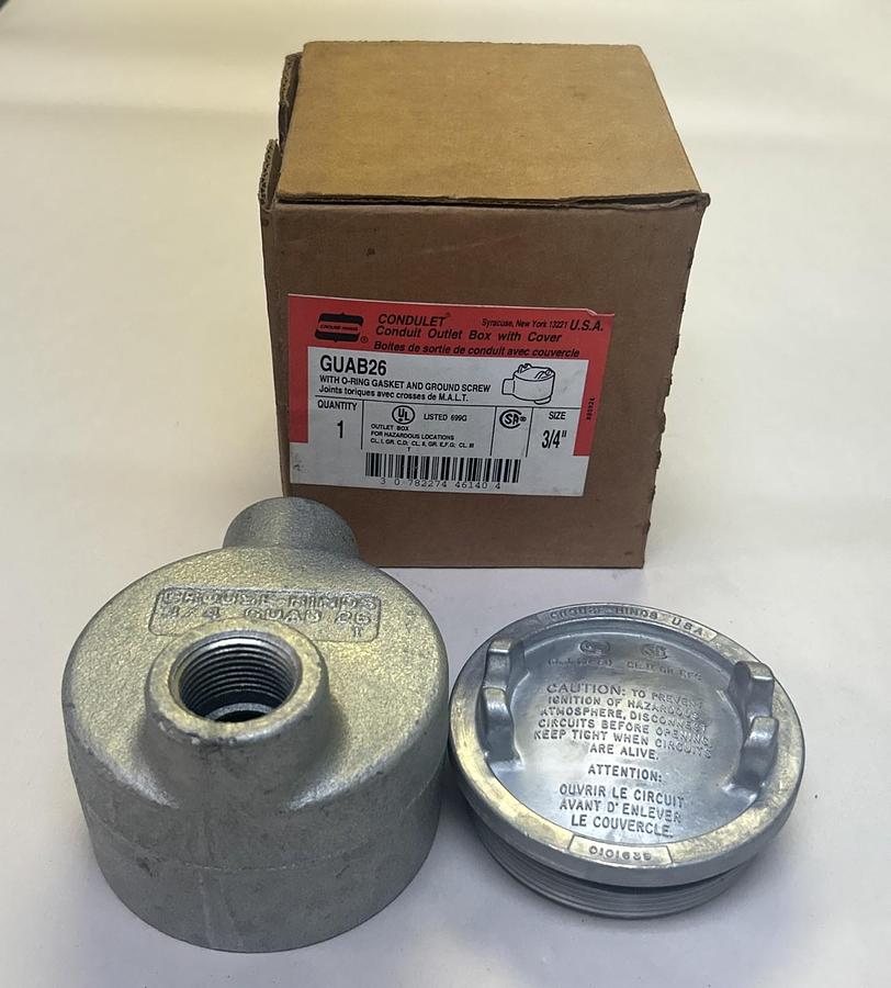 CROUSE HINDERS,GUAB26,CONDUIT OUTLET BOX WITH COVER NOS