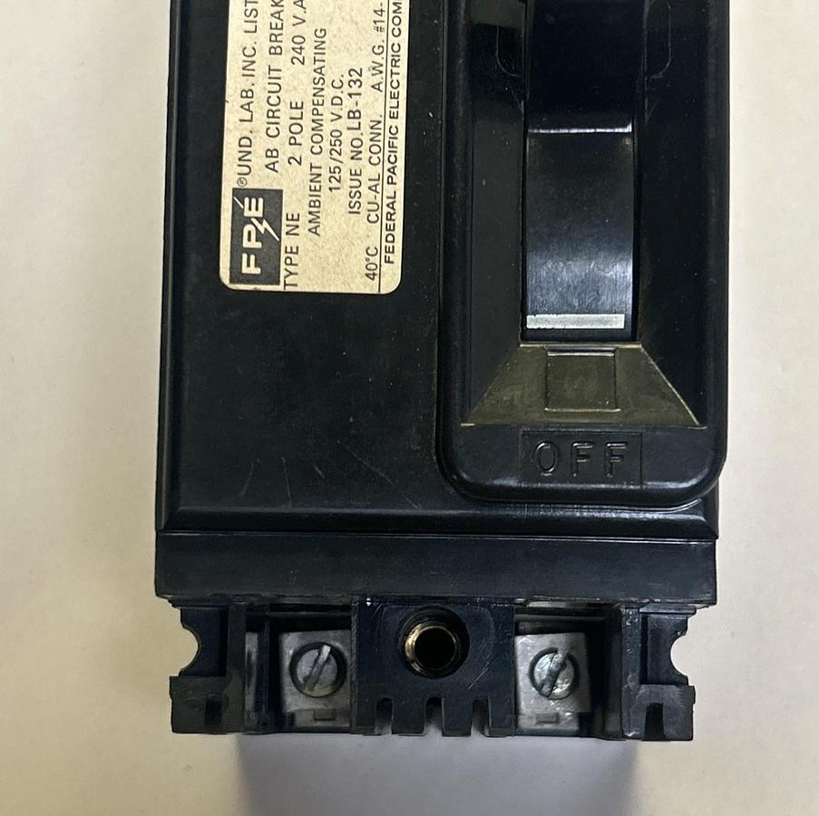 Used FPE,NE220,CIRCUIT BREAKER 20A 240V 2P