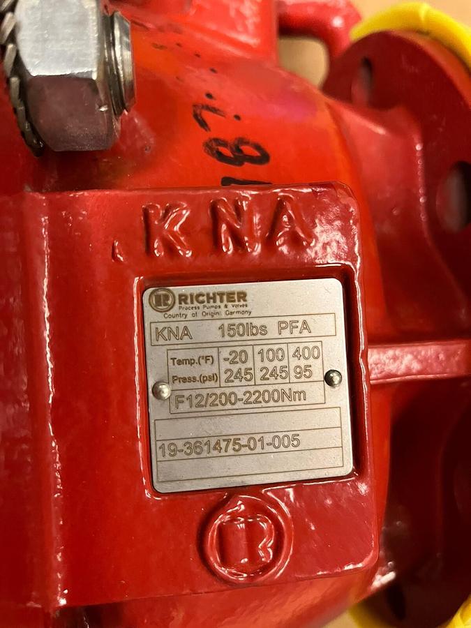 RICHTER,KNA-150LBS-PFA, 6"  LINED FLANGE BALL VALVE JAMESBURY VALV-POWR ACTUATOR
