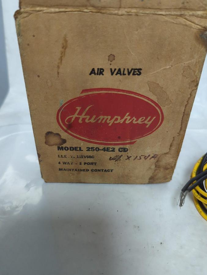HUMPHREY,250-4E2 CD,PNEUMATIC SOLENOID VALVE 115V 60C 4-WAY 5 PORT NOS