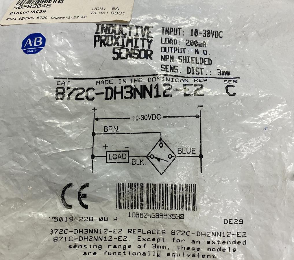 Used ALLEN BRADLEY,872C-DH3NN12-E2,SER C PROXIMITY SENSOR NEW
