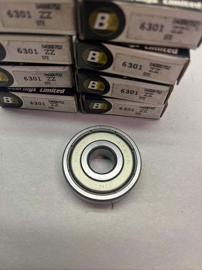 BEARINGS LIMITED,6301-ZZ,BALL BEARING 12MMX37MMX12MM LOT OF 8