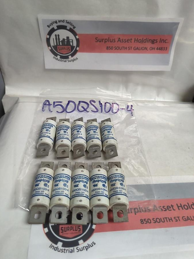 FERRAZ SHAWMUT,A50QS100-4,SEMICONDUCTOR FUSE 100 AMP LOT OF 10 NOS