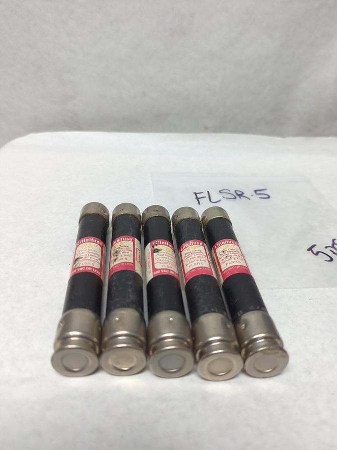 Used LITTELFUSE,FLSR-5,SLO-BLO 5 AMP FUSE LOT OF 5 PRE-OWNED