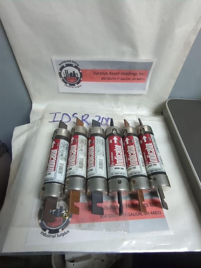 Used LITTELFUSE,IDSR200,INDICATOR 200 AMP FUSE LOT OF 6 PRE-OWNED