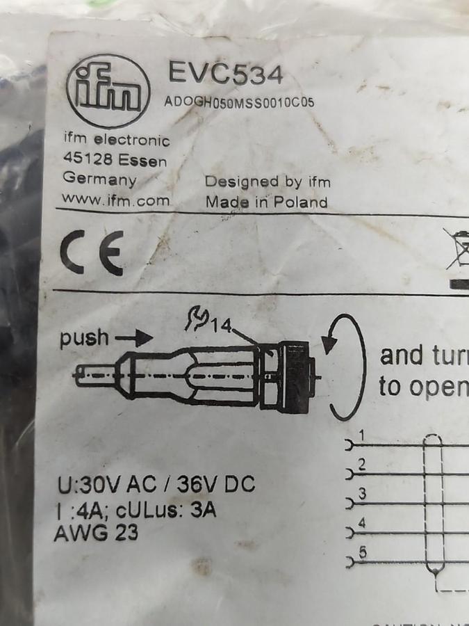 IFM,EVC534,5-PIN CORDSET NOS