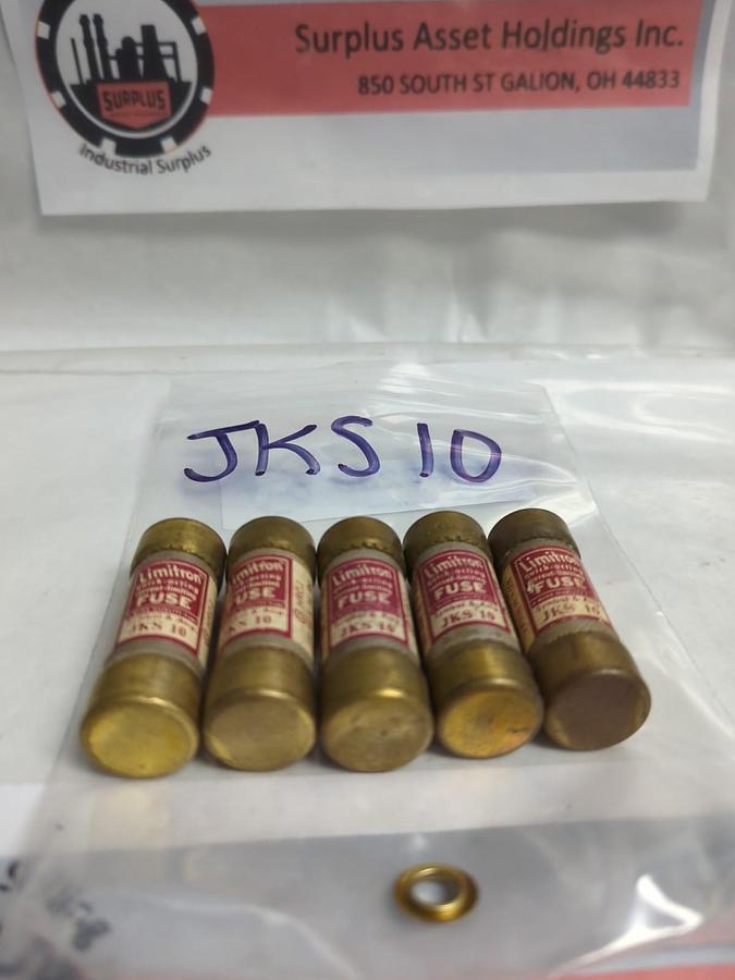 Used COOPER BUSSMANN,JKS-10,LIMITRON 10 AMP FUSE LOT OF 5 PRE-OWNED