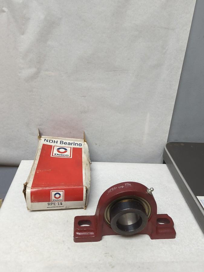 NDH DELCO,RPE-1-11/16,PILLOW BLOCK BEARING 1-11/16 INCH BORE NOS