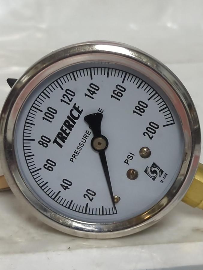 TRERICE,D82LFB,PRESSURE GAUGE 0-200PSI 1/4 NPT LM NOS
