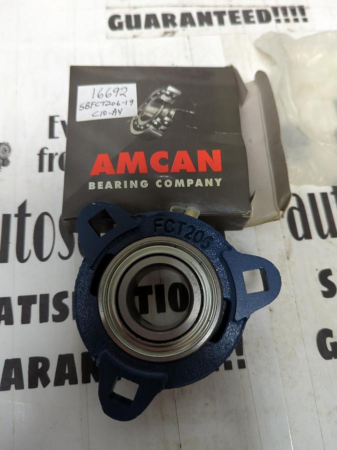 AMCAN,SBFCT206-19G,3-BOLT FLANGE BEARING NOS
