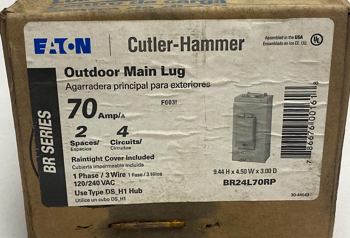 Used EATON CUTLER HAMMER,BR24L70RP,OUTDOOR MAIN LUG NOS