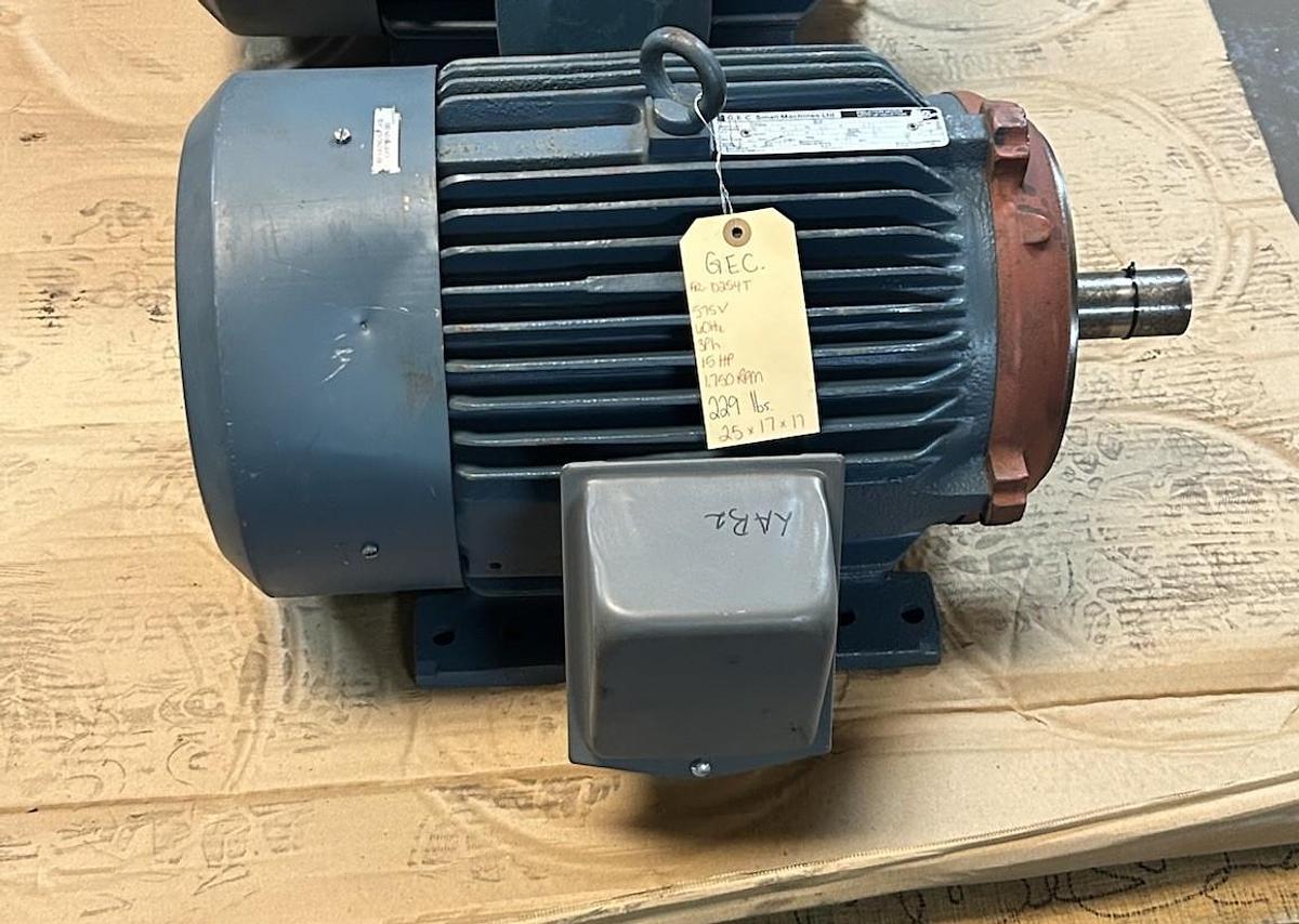 Used GEC SMALL MACHINES,D254T,MOTOR 15HP 575V 1750RPM 3PH D254T FRAME