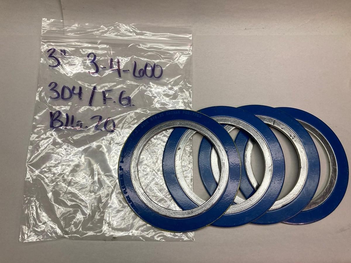 Garlock Flexseal,3-4-600 ASME,3 Inch Spiral Flange Gasket 304/F.G. B16.20 LOT OF