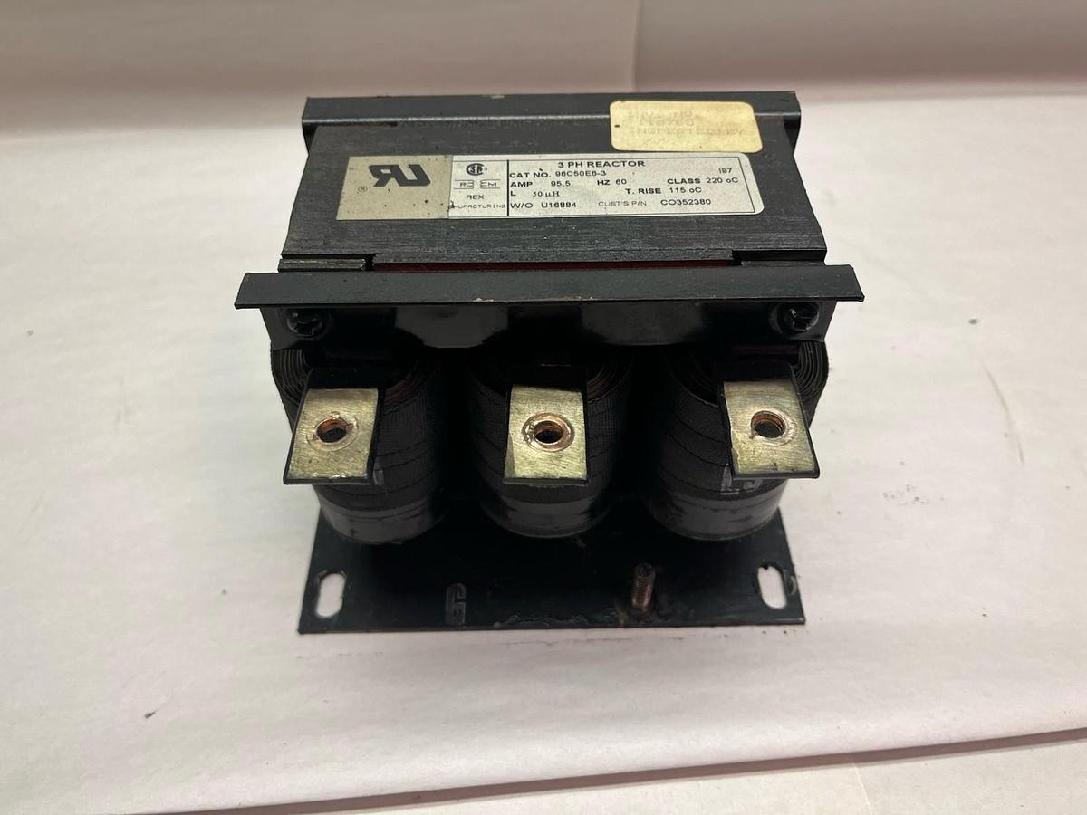 Used REX,96C50E6-3,3PH REACTOR AIR COOLED 95.5A 480V MAX