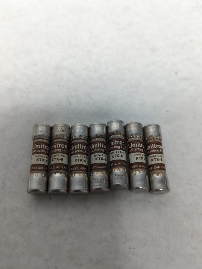 COOPER BUSSMANN,KTK-6,LIMITRON 6 AMP FUSE LOT 0F 7 NOS