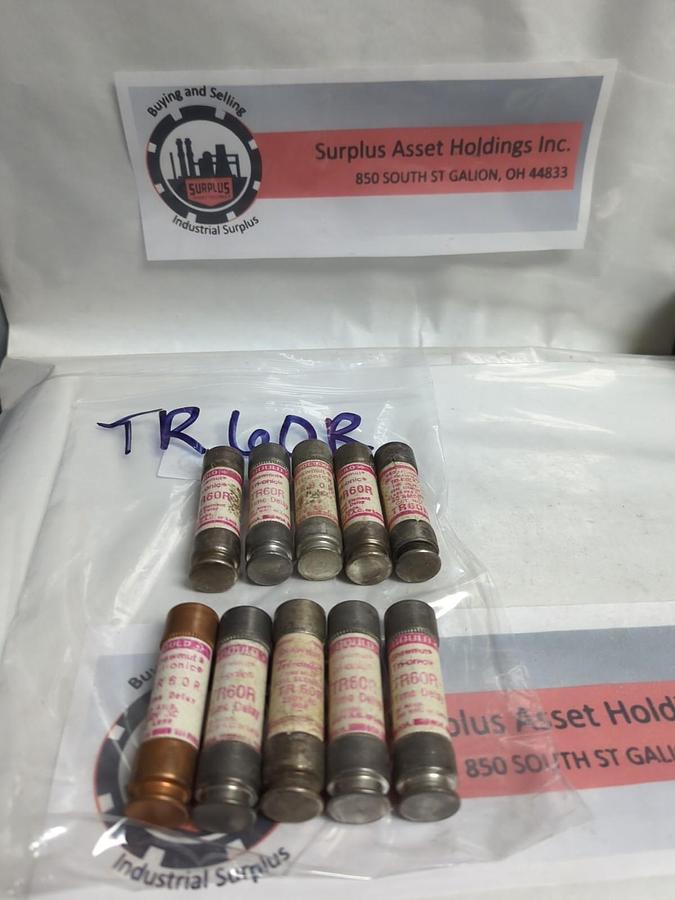 Used GOULD SHAWMUT,TR-60R,TRI-ONIC 60 AMP FUSE LOT OF 10 PRE-OWNED