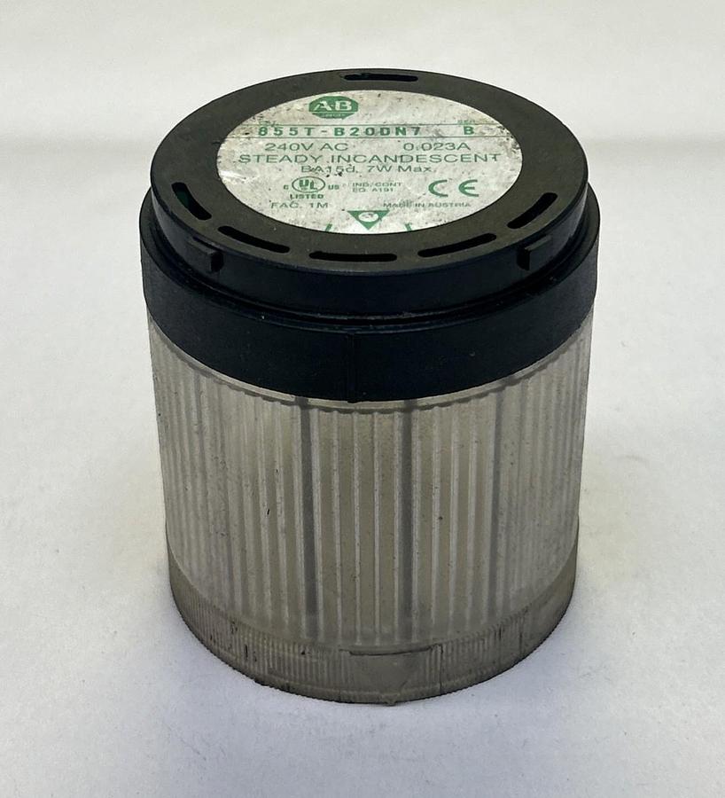 Used ALLEN BRADLEY,855T-B20DN7,INCANDESCENT CLEAR STACK LIGHT