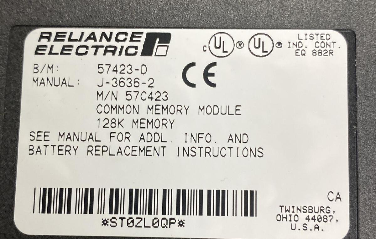 Used Reliance Electric,J-3636-2 / 57423-D 128k, Common Memory Module